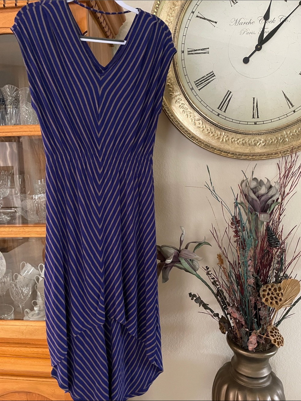 LOVE FIRE Hi Low VNeck Short Sleeves Slip on maxi Dress Elastic waist Ladies S